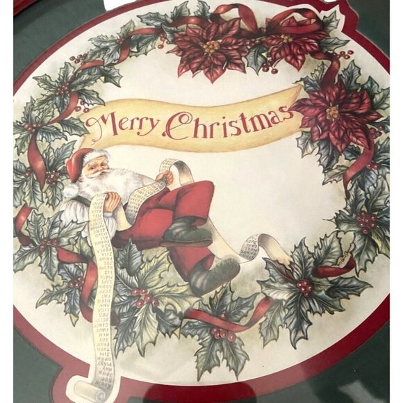 Vintage Round Santa "Checking His List" Merry Christmas Holiday Wall Decor Plaqu - Picture 2 of 5